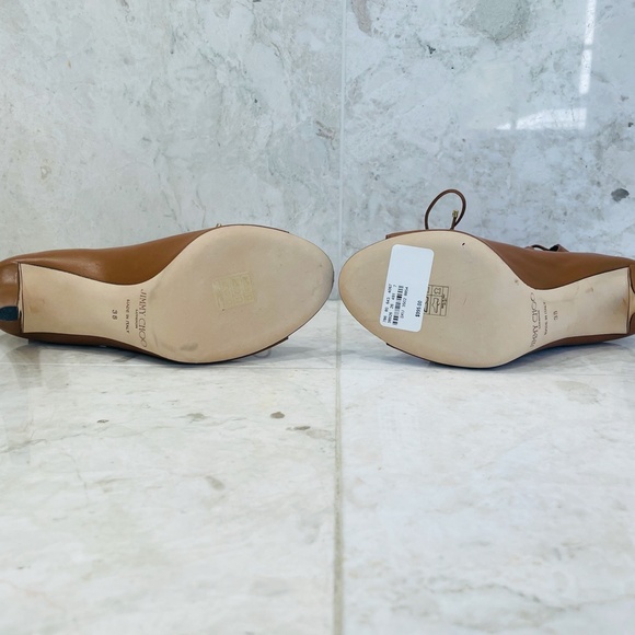 JIMMY CHOO Ankle Boot Bootie Memphis 100 Leather Canyon Brown Camel Peep… - Picture 10 of 16